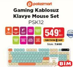POLOSMART PSK12 GAMİNG KABLOSUZ KLAVYE MOUSE SET